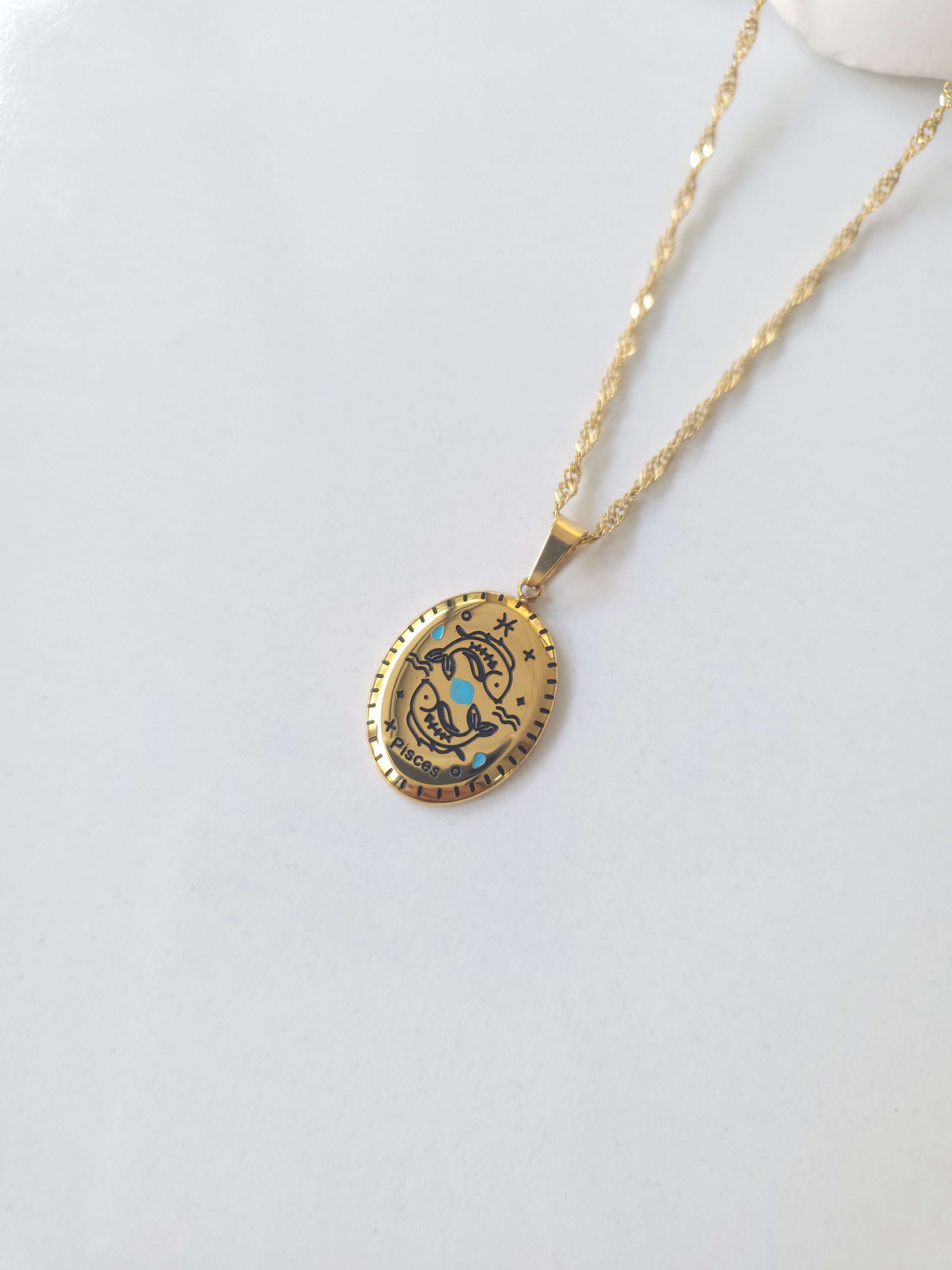 Çelik Gold Balık Burcu Kolye