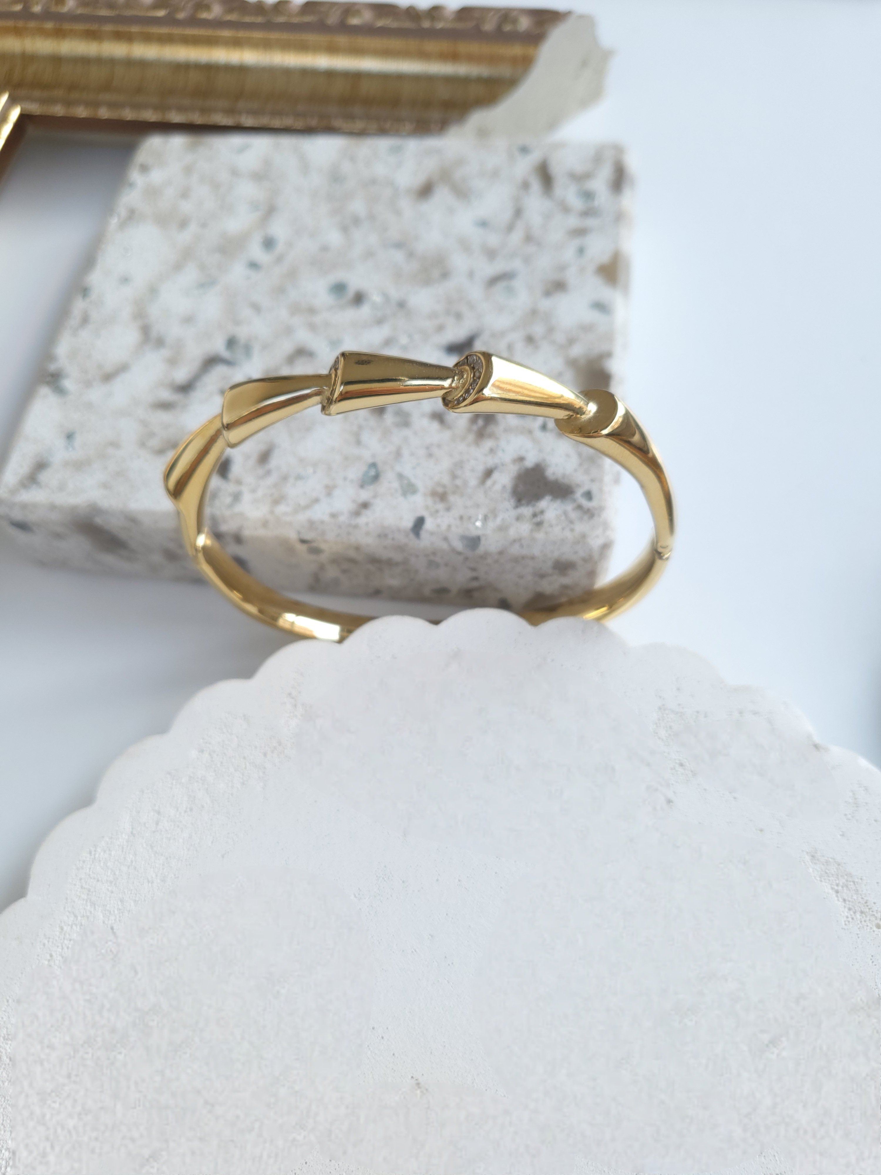 Luxury Çelik Gold Diamond Kelepçe
