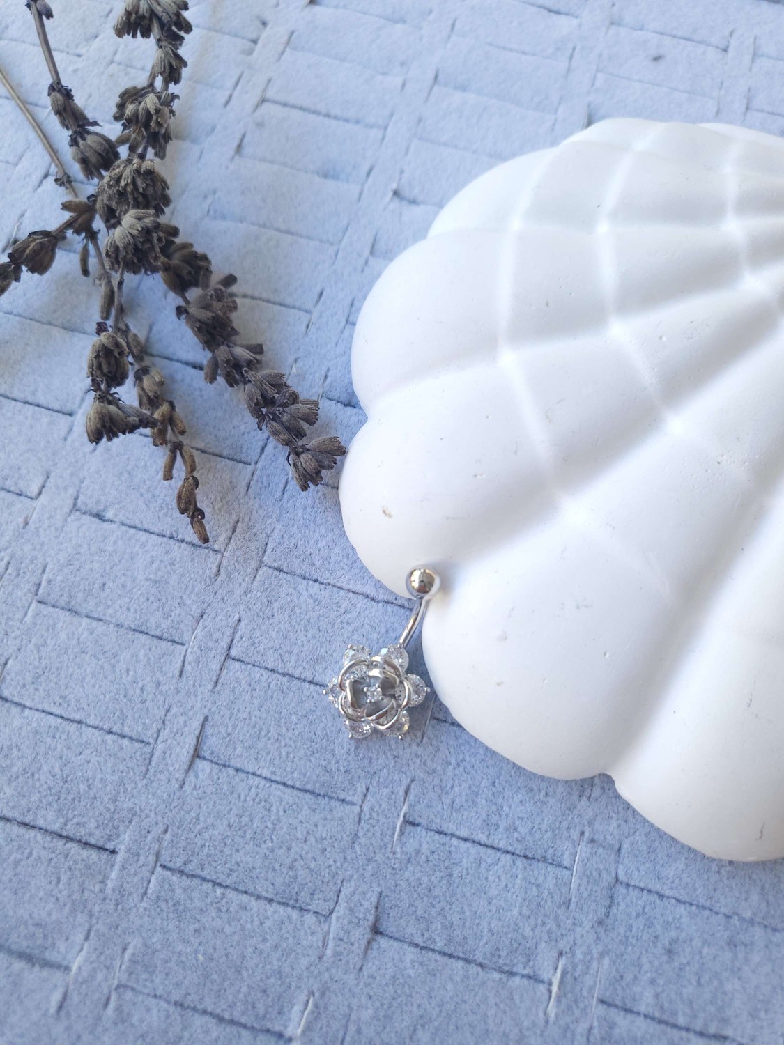 Çelik Silver Rose Göbek Piercing