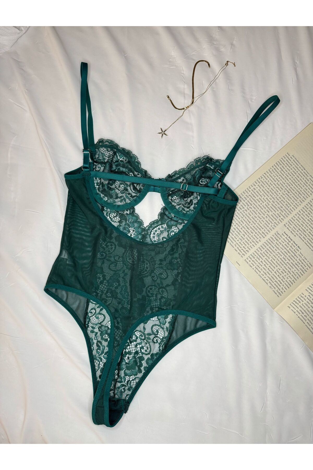 Bordo Dantelli Balenli Kapsız Transparan Alttan Çıtçıtlı Bodysuit