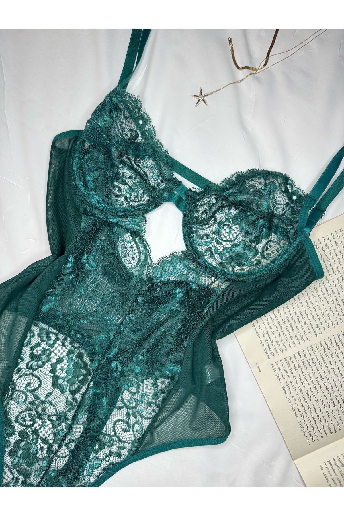 Bordo Dantelli Balenli Kapsız Transparan Alttan Çıtçıtlı Bodysuit