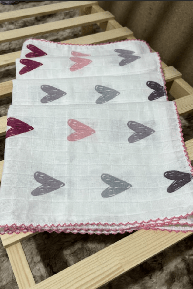 %100 Pamuk Desenli 80x90 cm Çok Amaçlı Müslin Örtü Bebek / Çocuk / Yenidoğan Kenar İşlemeli - Damla