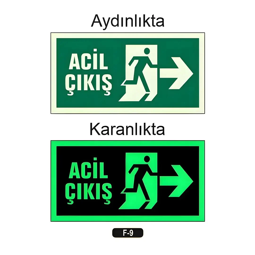 Fosforlu Acil Çıkış Yön Levhası (12x25cm)