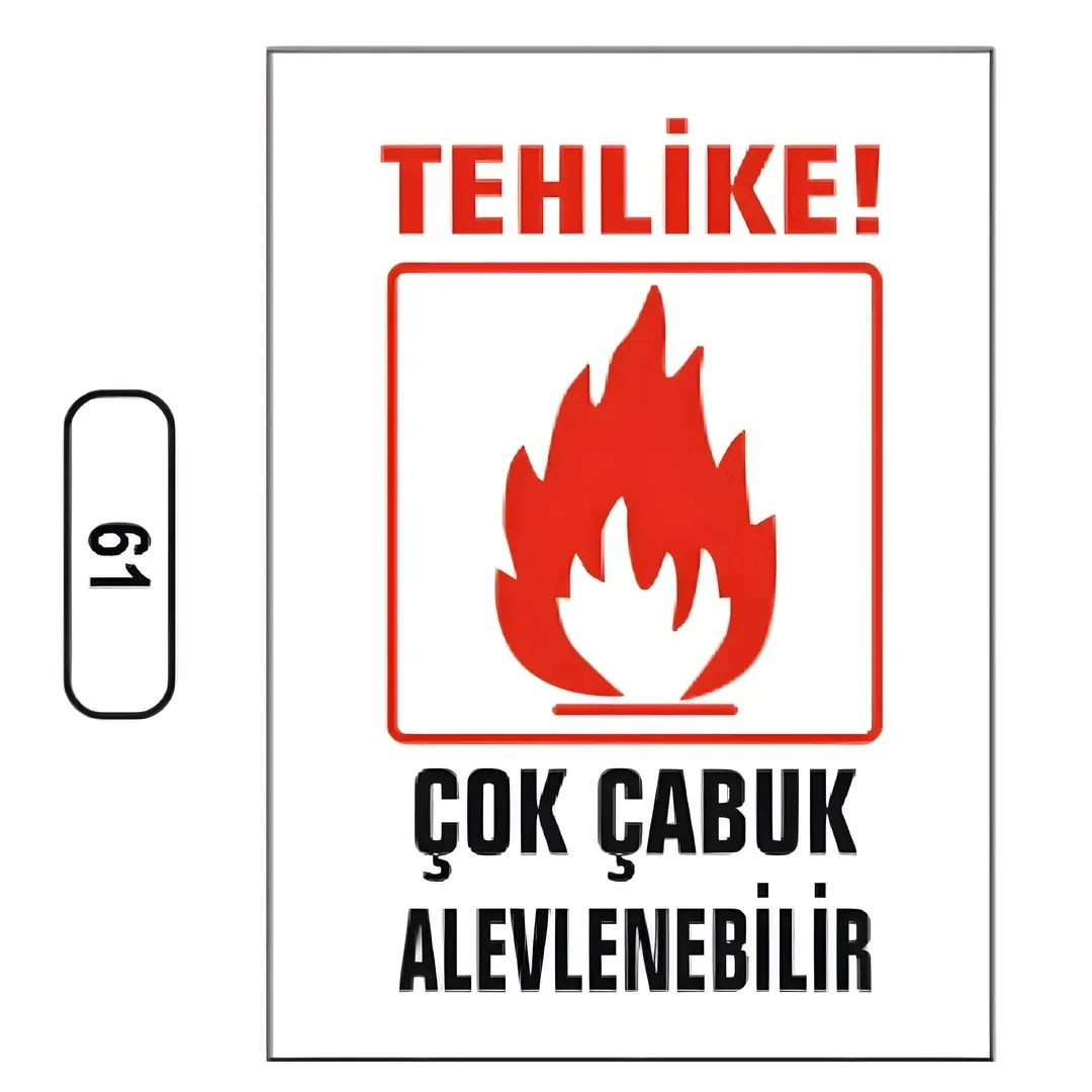 Tehlike Çok Çabuk Alevlenebilir  Uyarı İkaz Levhası (25X35cm)