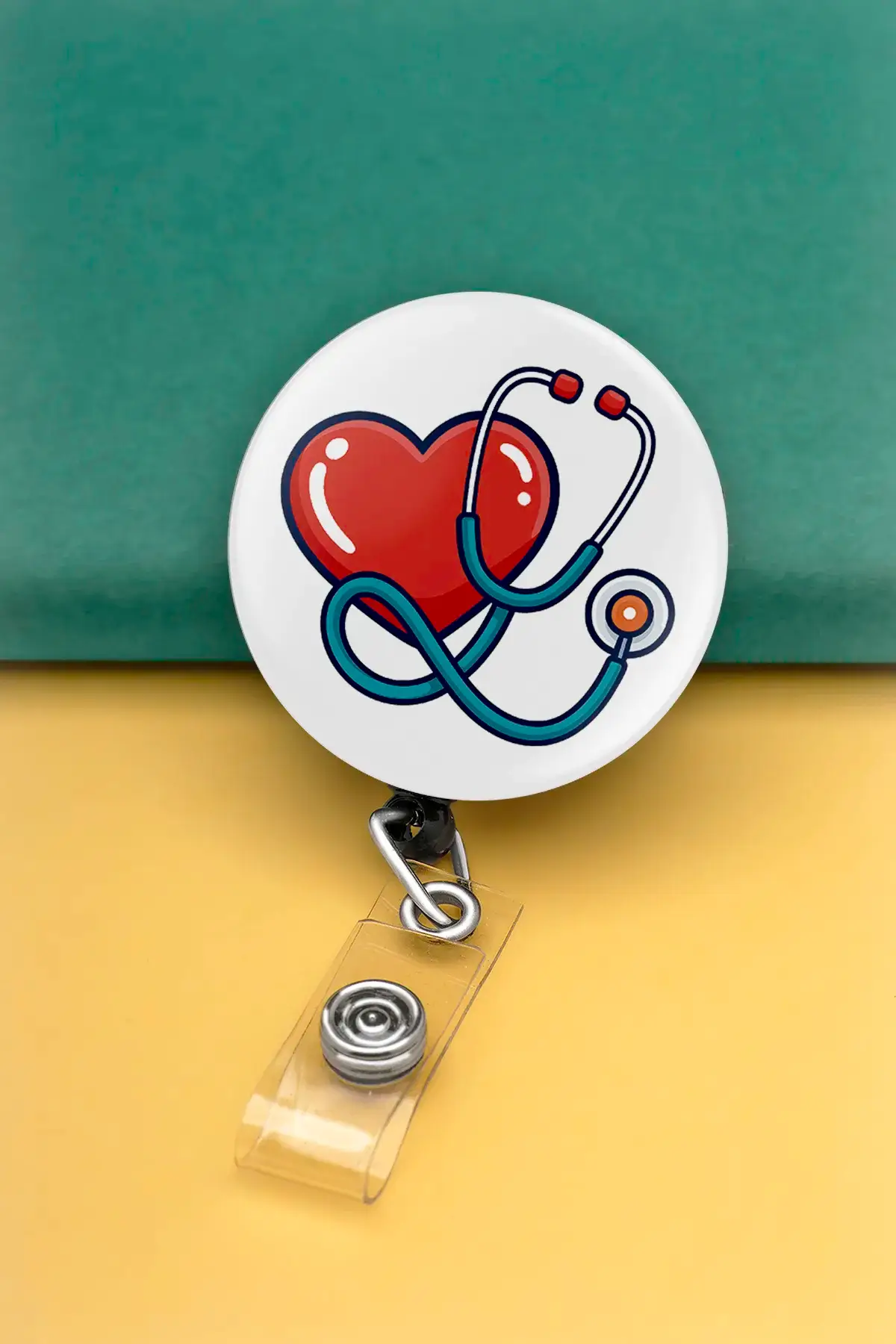  Buton Yoyo Yaka Kartlığı Kart Tutucu Yoyo Kartlık (MBY0078-sağlıkçı )