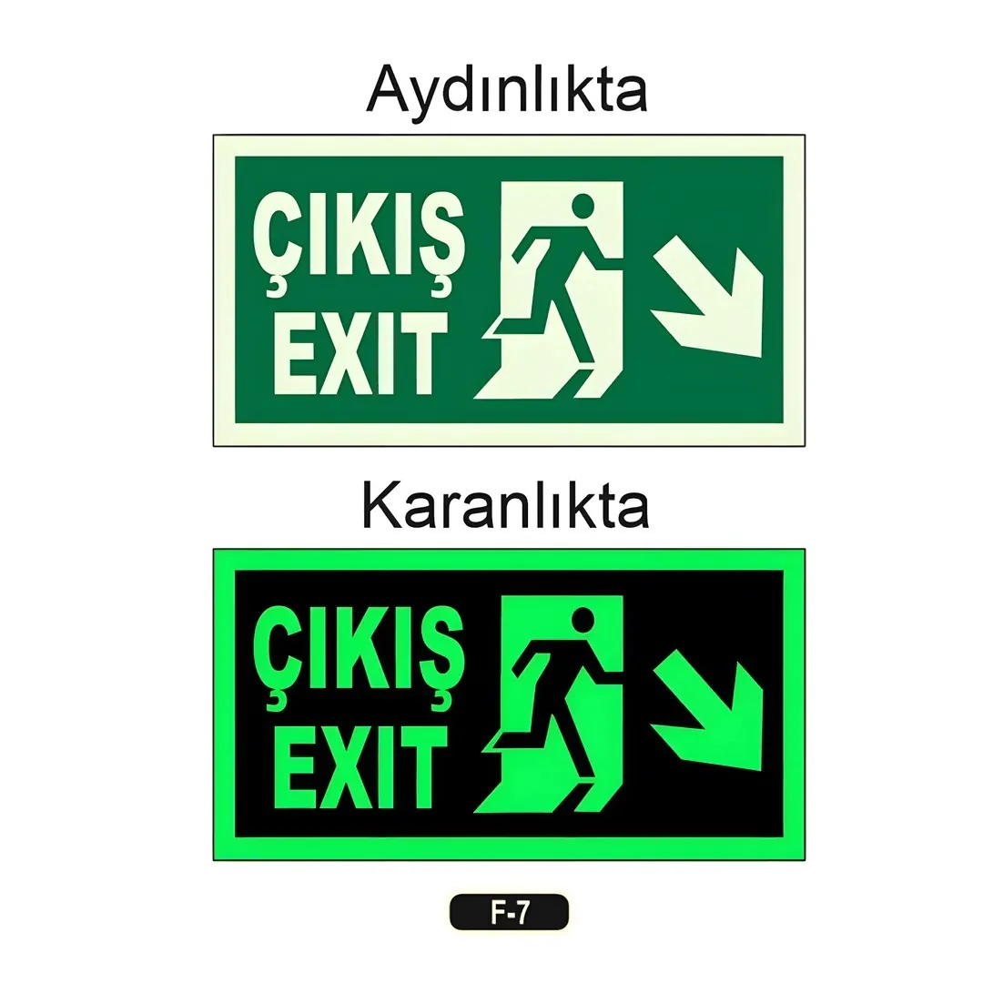 Fosforlu Çıkış Exıt Yön Levhası  (12x25cm)