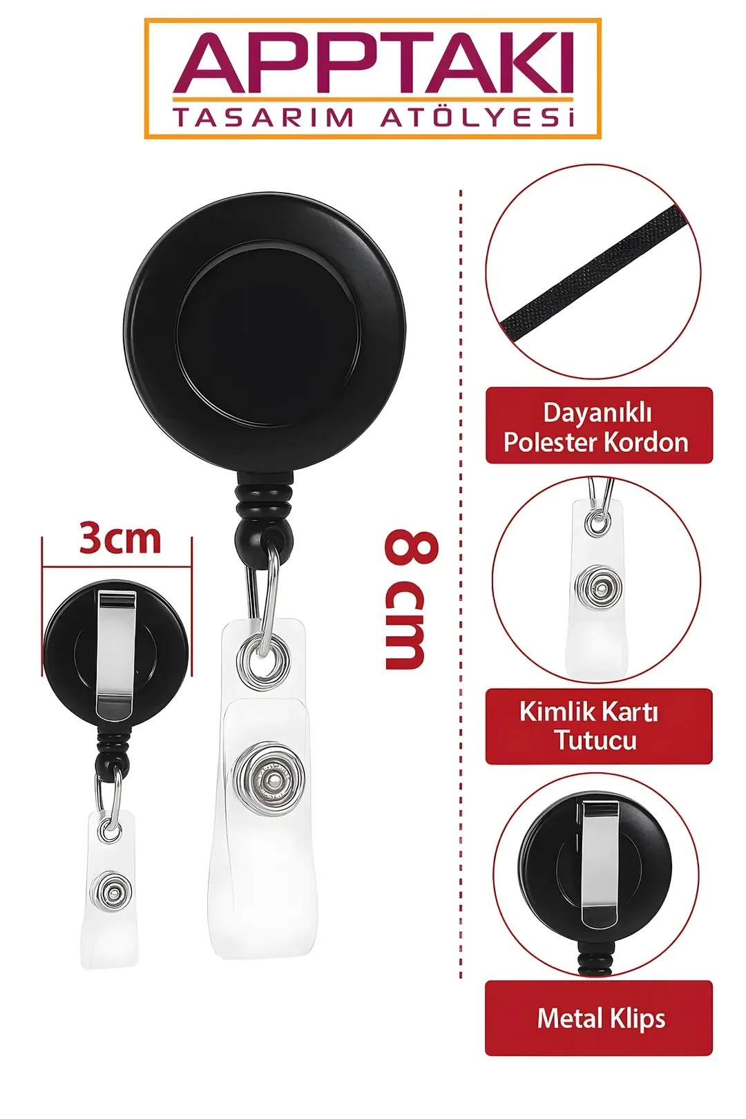  Buton Yoyo Yaka Kartlığı Kart Tutucu Yoyo Kartlık (MBY0078-sağlıkçı )