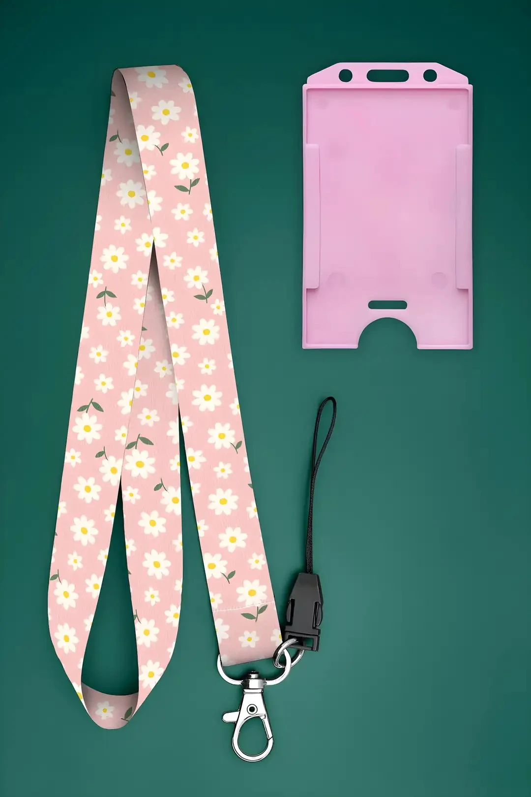  Boyun Askı İpi Telefon Askı İpi Kartlık( ASS0354-1-Pembe Papatya )