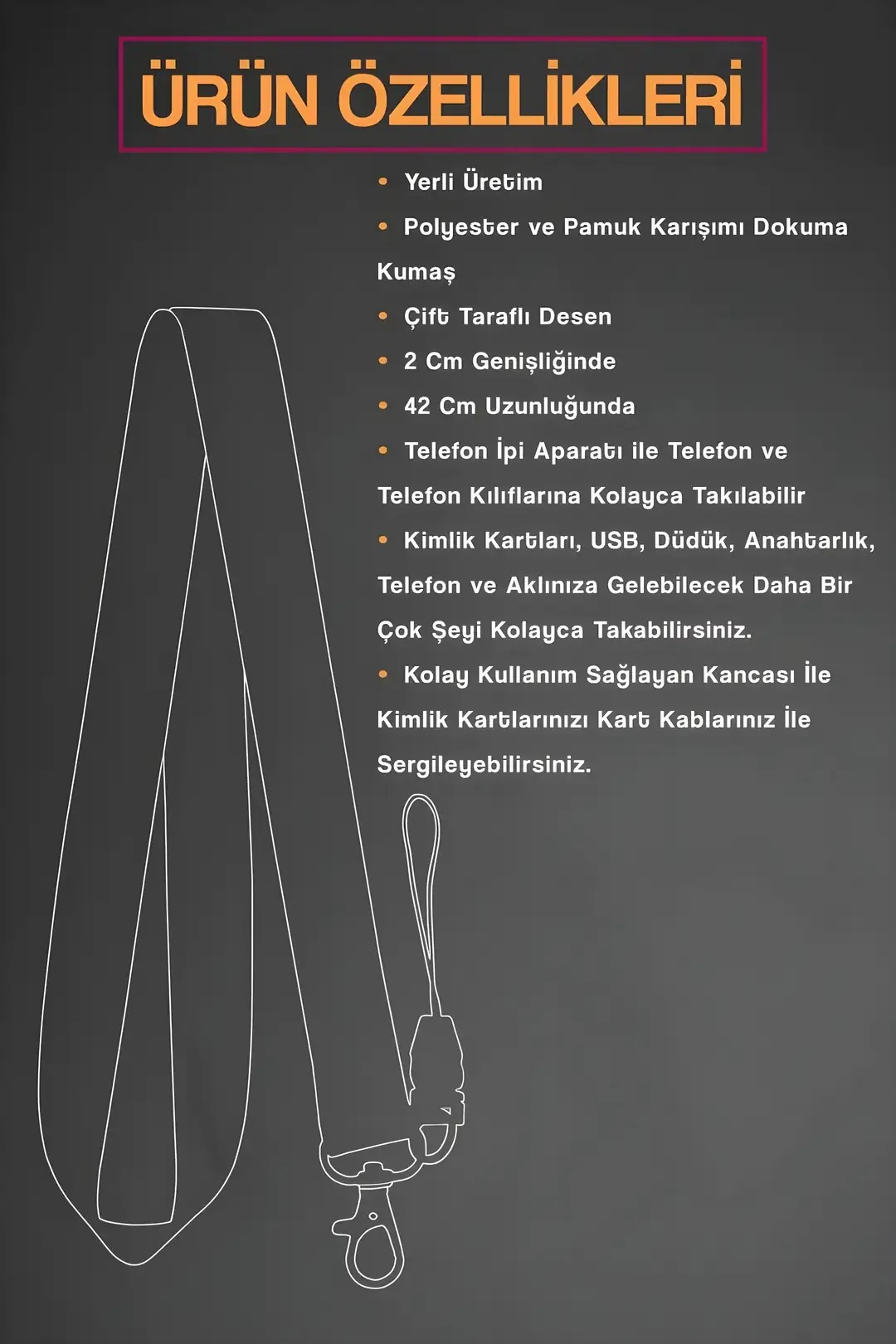 Boyun Askı İpi Kimlik Kartı ve Telefon Askısı (ASK0152-Su Yeşili Kalp Atışı Ekg)