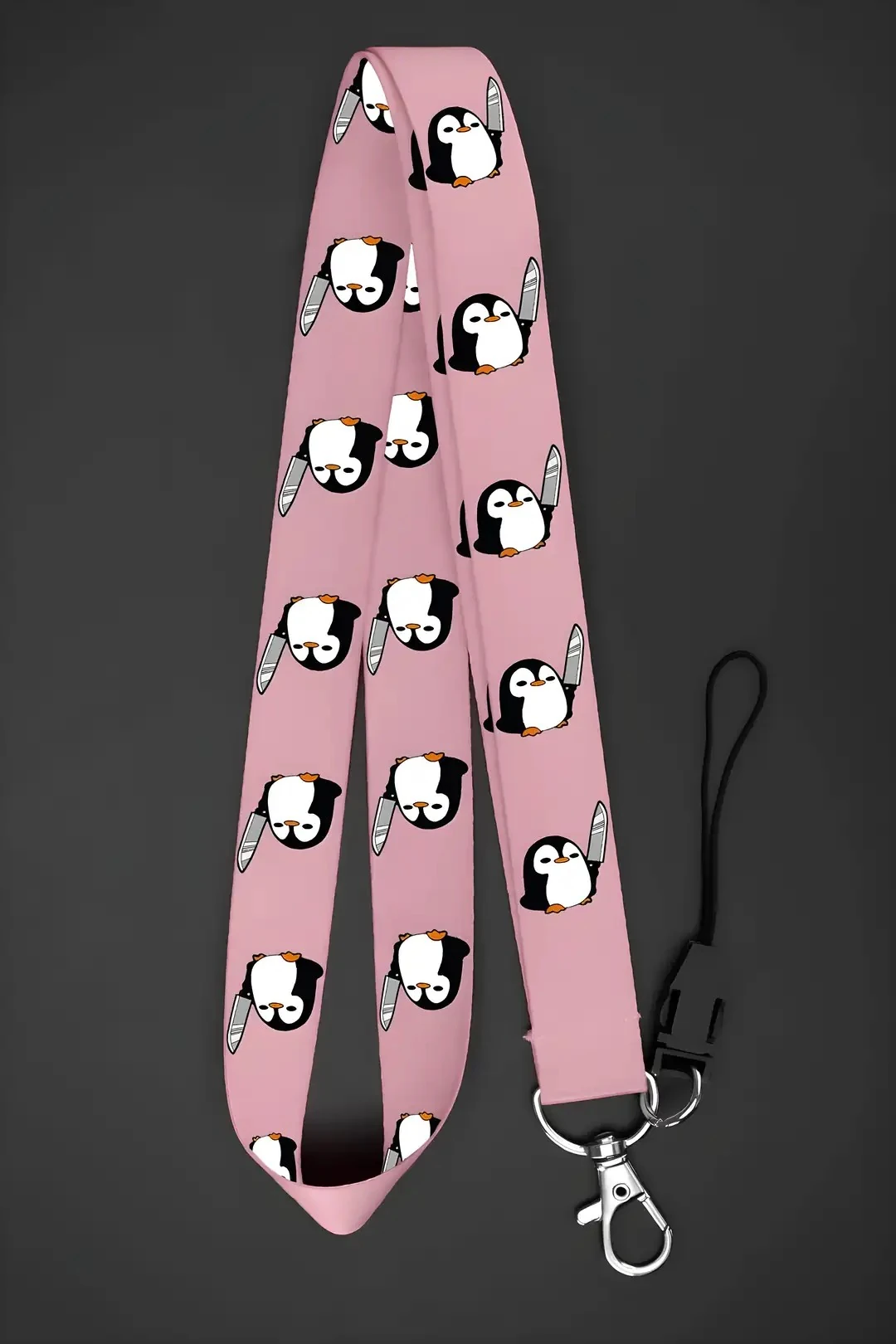Boyun Askı İpi Yaka Kartı Kimlik Askısı Telefon Aksesuarı (ASK0330-Katil Penguen )