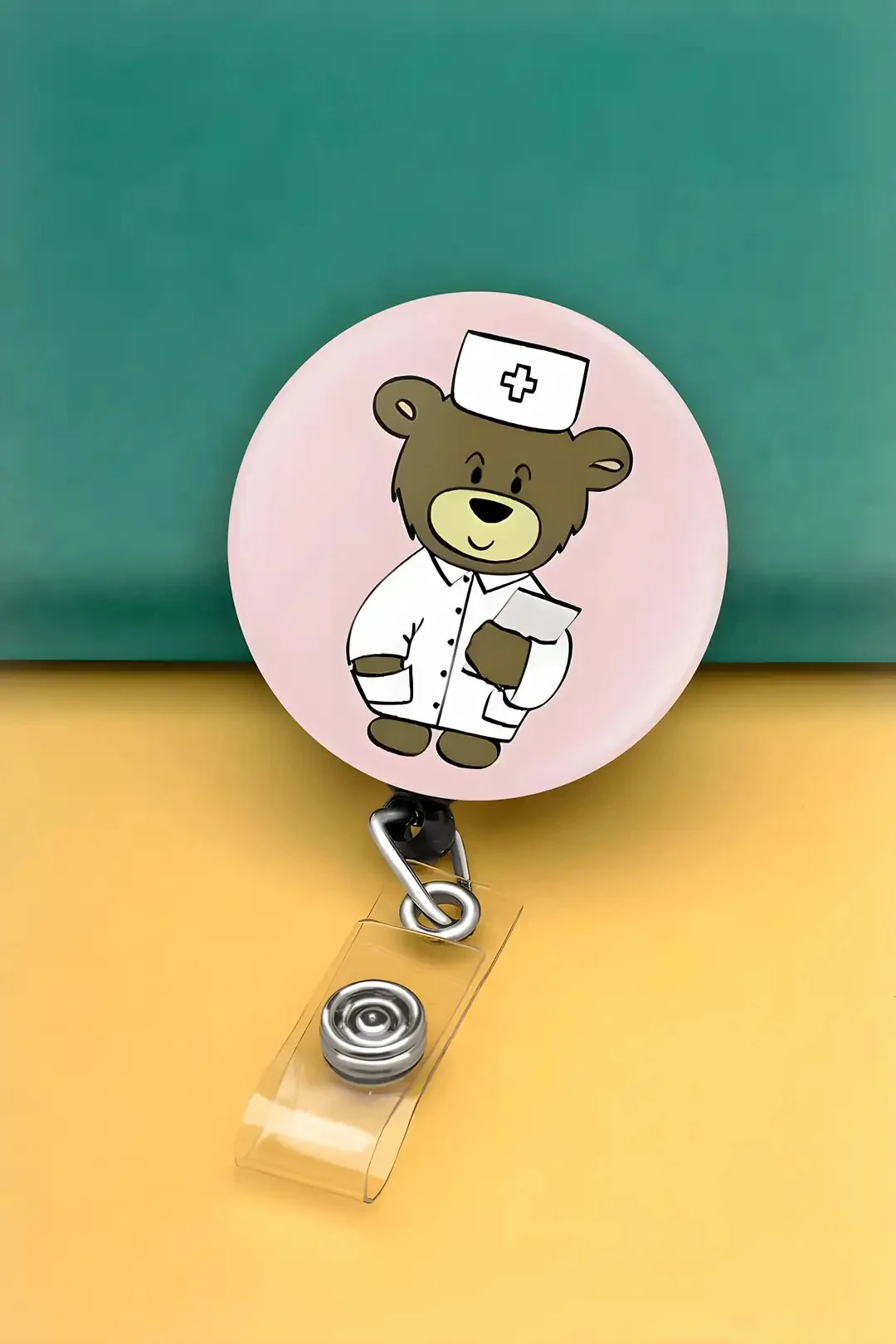  Buton Yoyo Yaka Kartlığı Kart Tutucu Yoyo Kartlık (MBY0126-sağlık çalışanları)