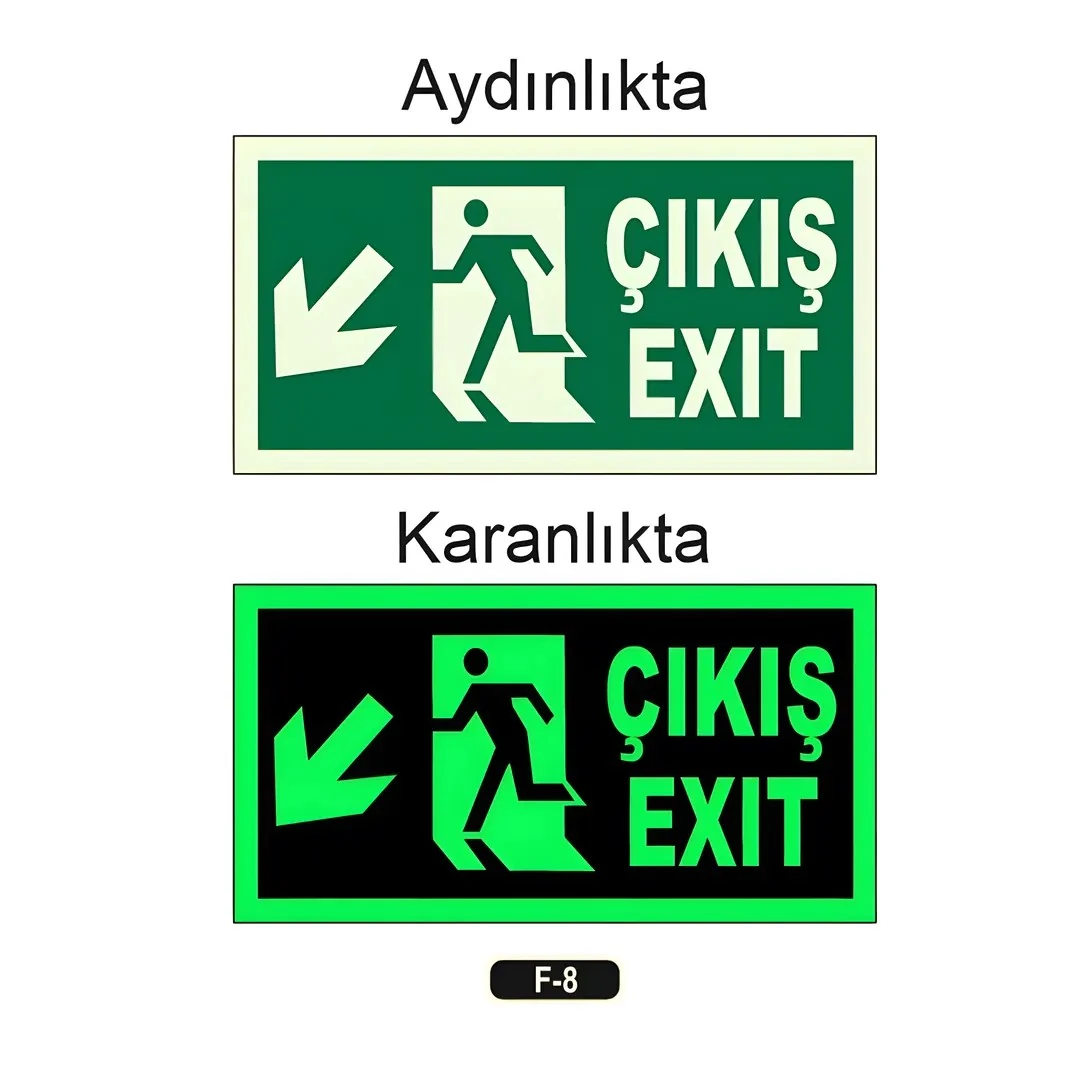Fosforlu Çıkış Exıt Yön Levhası (12x25cm)
