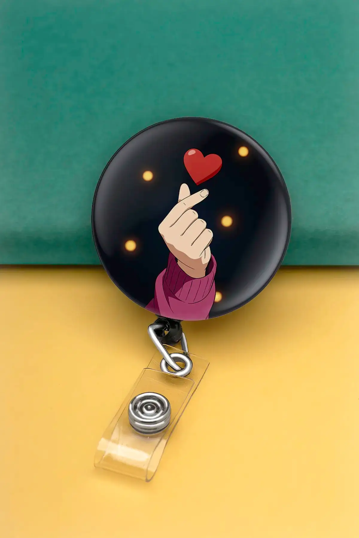  Buton Yoyo Yaka Kartlığı Kart Tutucu Yoyo Kartlık (MBY0101-aşk,sevgi )