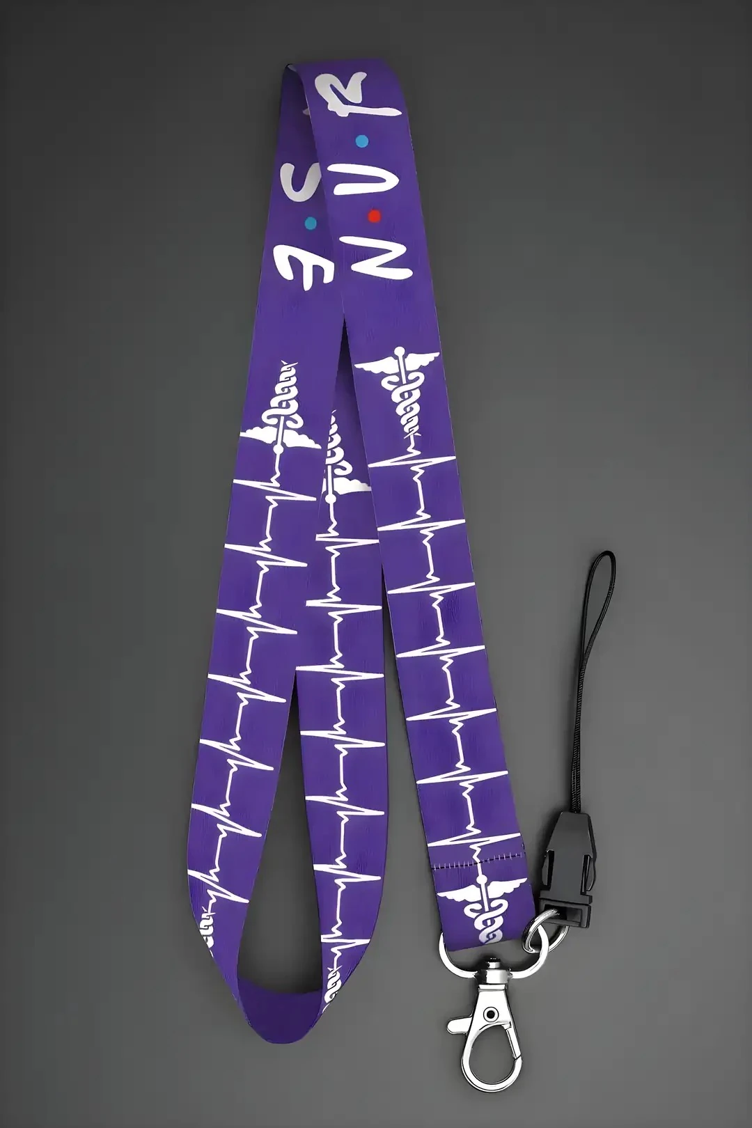 Boyun Askı İpi Yaka Kartı Kimlik Askısı Telefon Aksesuarı (ASK0341-Mor Nurse Hemşire  )