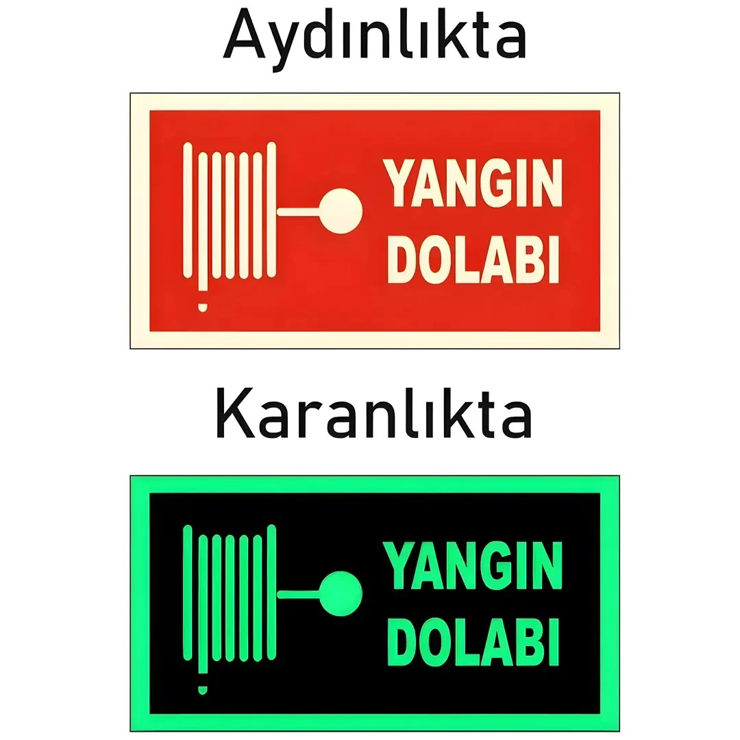 Fotolümen Fosforlu Yangın Dolabı Yön Levhası (12x25cm)