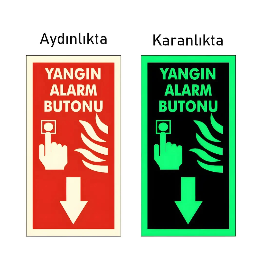 Fotolümen ( Fosforlu ) Yangın Alarm Butonu Levhası (12x25cm)