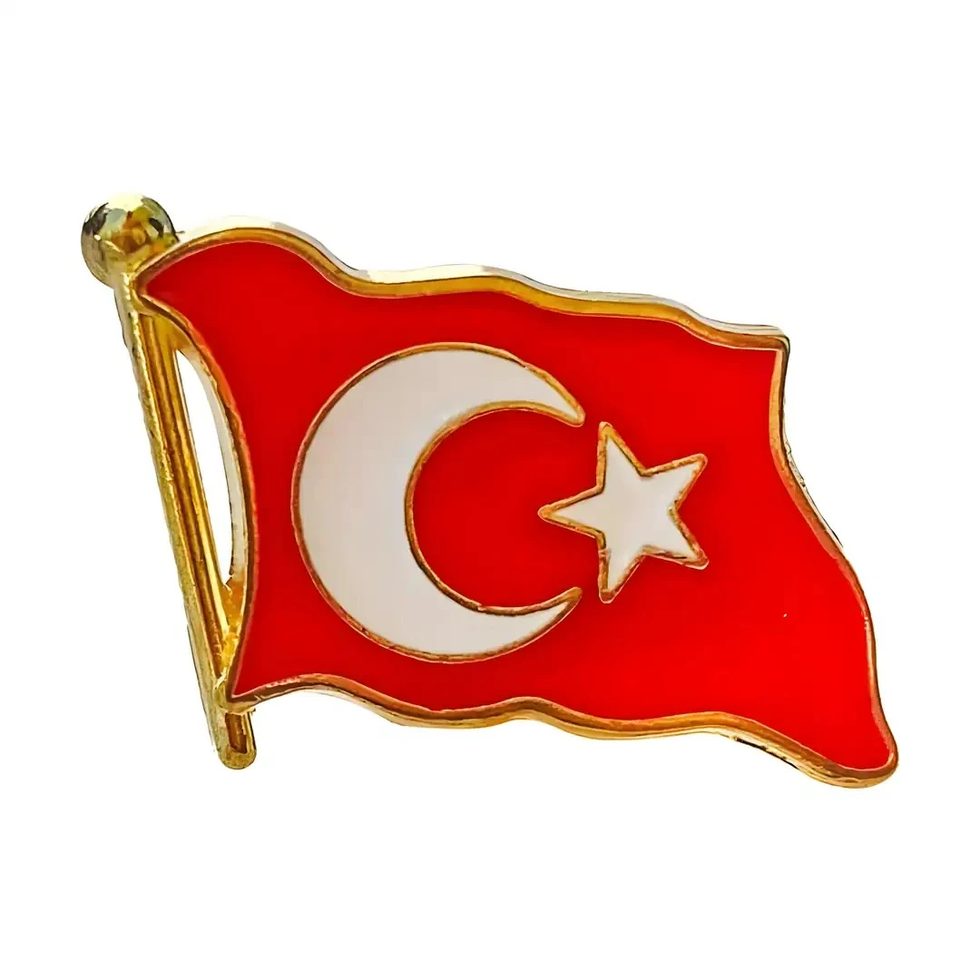 Türk Bayrağı Mineli Yaka Rozeti (İğneli-5310)