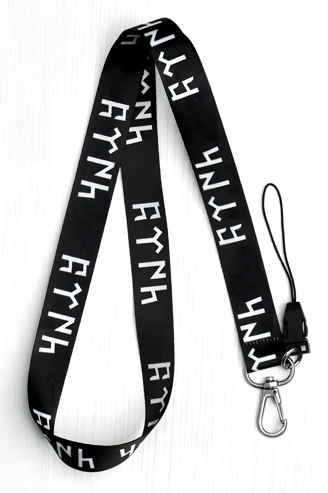 Boyun Askı İpi Kimlik Kartı ve Telefon Askısı ( ASK0055-Siyah Göktürk Türkçü)