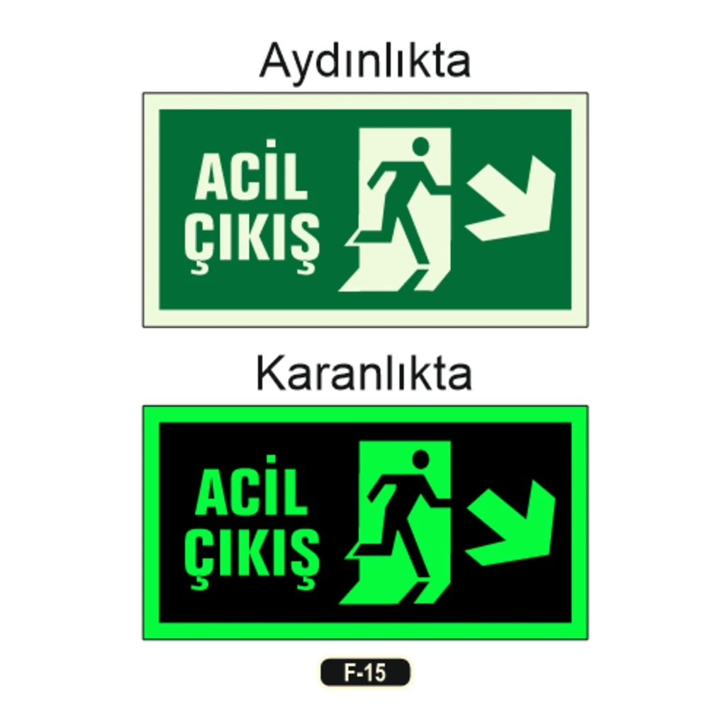 Fosforlu Acil Çıkış Yön Levhası (12x25cm)