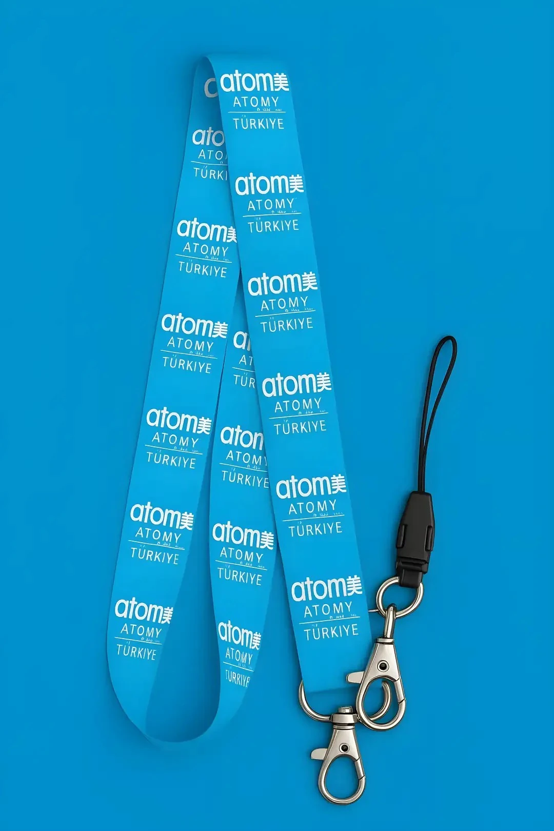 Boyun Askı İpi Yaka Kartı Kimlik Askısı Telefon Aksesuarı (ASK0236-Atomy Türkiye Logosu)