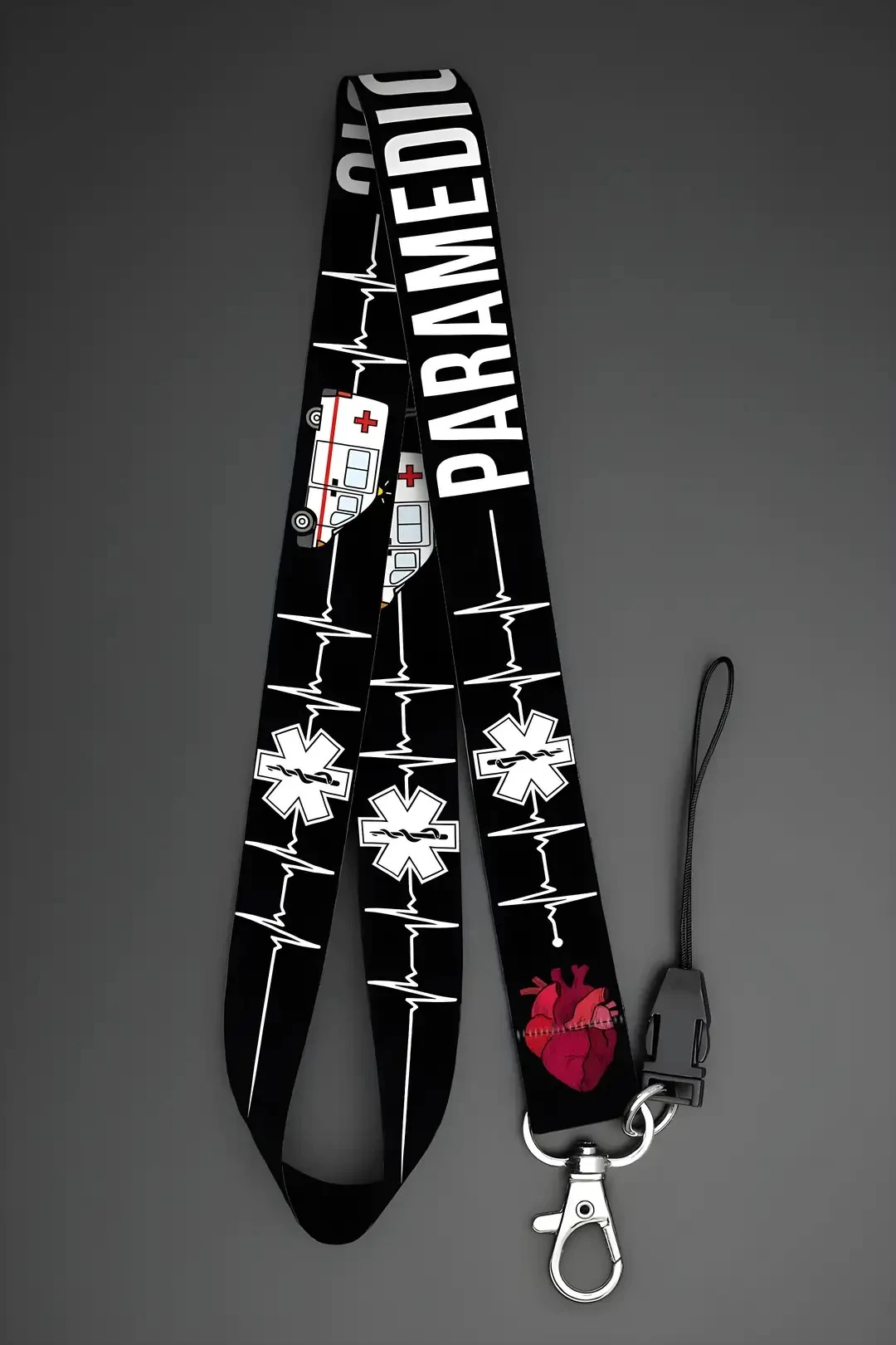 Boyun Askı İpi Yaka Kartı Kimlik Askısı Telefon Aksesuarı (ASK0338-Paramedik Sağlıkçı )