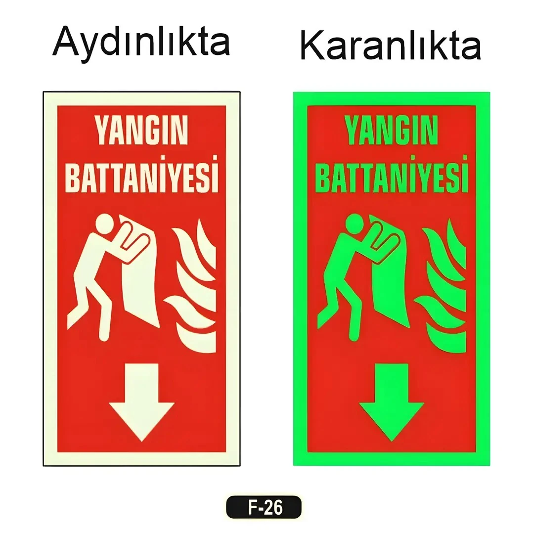 Fosforlu Yangın Battaniyesi Levhası(12x25cm)