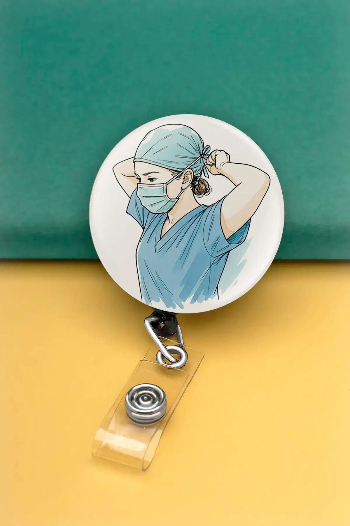  Buton Yoyo Yaka Kartlığı Kart Tutucu Yoyo Kartlık (MBY0102-Sağlıkçı)