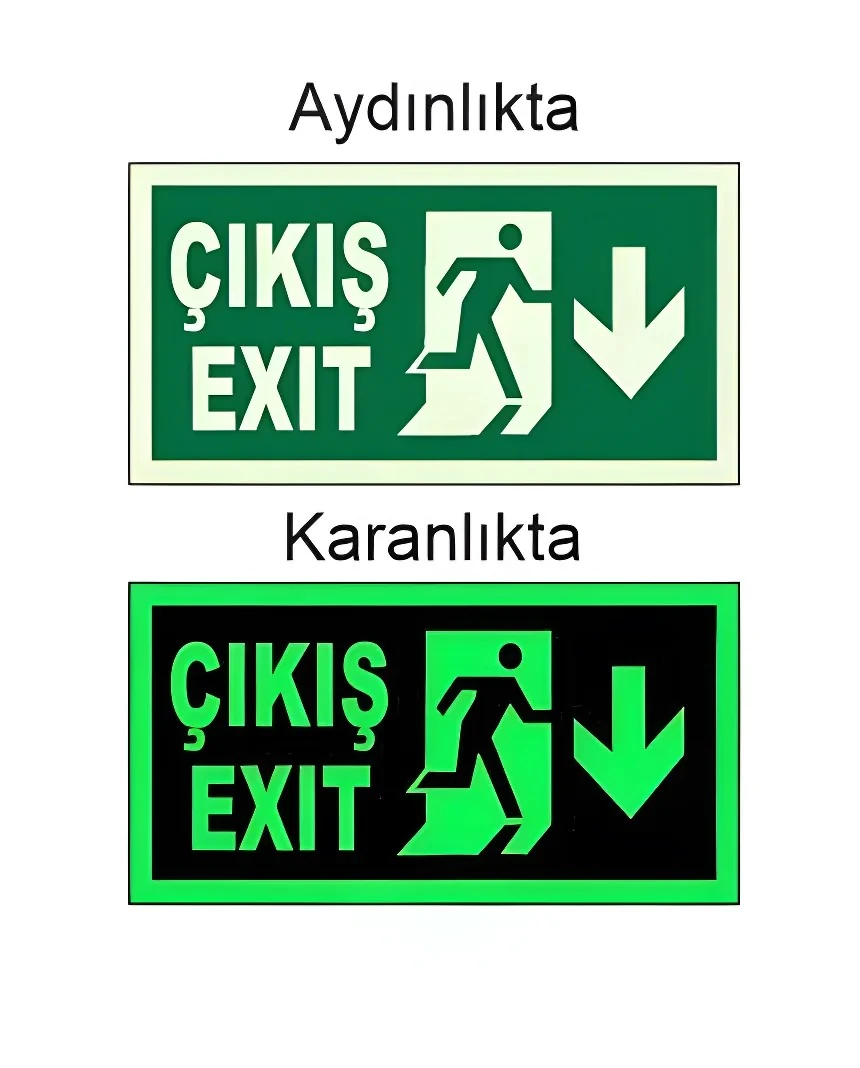 Fosforlu Çıkış Exit Yön Levhası (12x25cm)