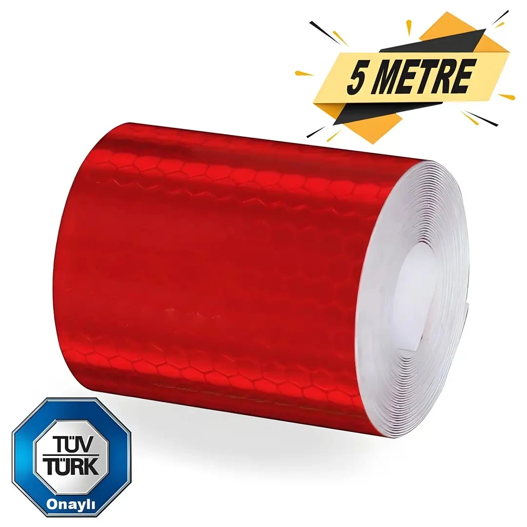 Bal Petekli Reflektif Bant (5cmX5m. Sarı-Kırmızı-Beyaz)