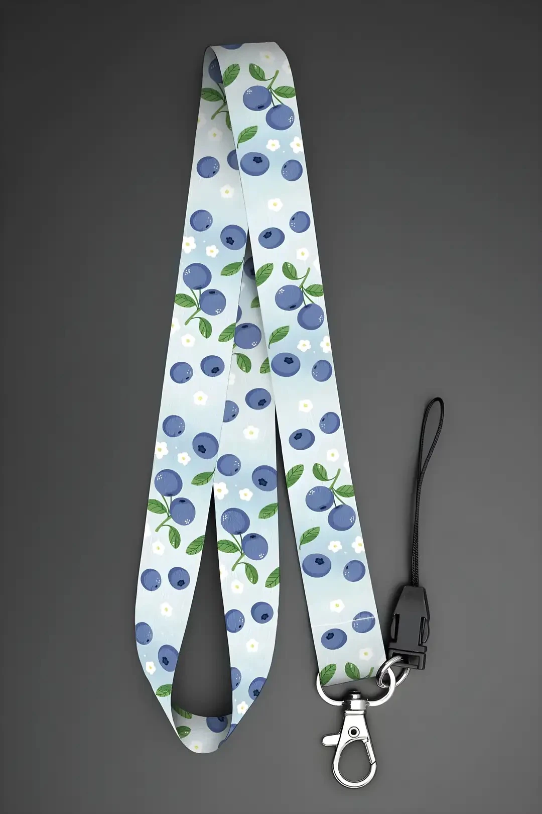 Boyun Askı İpi Yaka Kartı Kimlik Askısı Telefon Aksesuarı (ASK0348-Yaban Mersini)