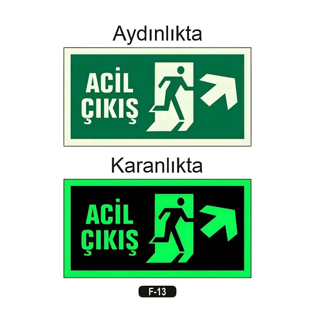 Fosforlu Acil Çıkış Yön Levhası (12x25cm)