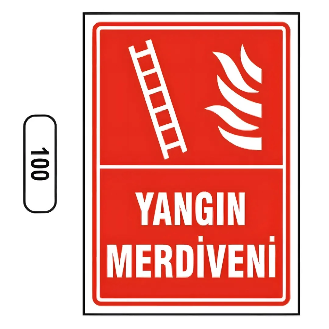 Yangın Merdiveni Uyarı İkaz Levhası (25X35cm)