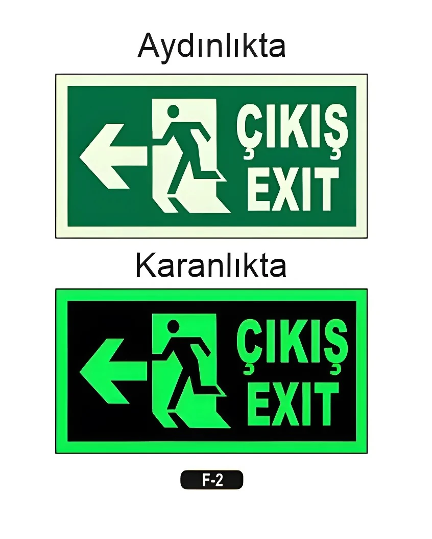 Fosforlu Çıkış Exit Yön Levhası (12x25cm)