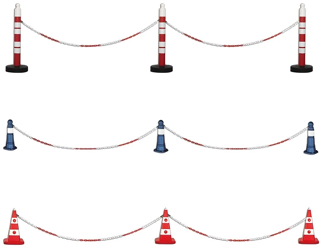 Plastik Zincir Trafik Duba Bariyer Zinciri ( kırmızı/beyaz ve sarı/siyah -5Metre)