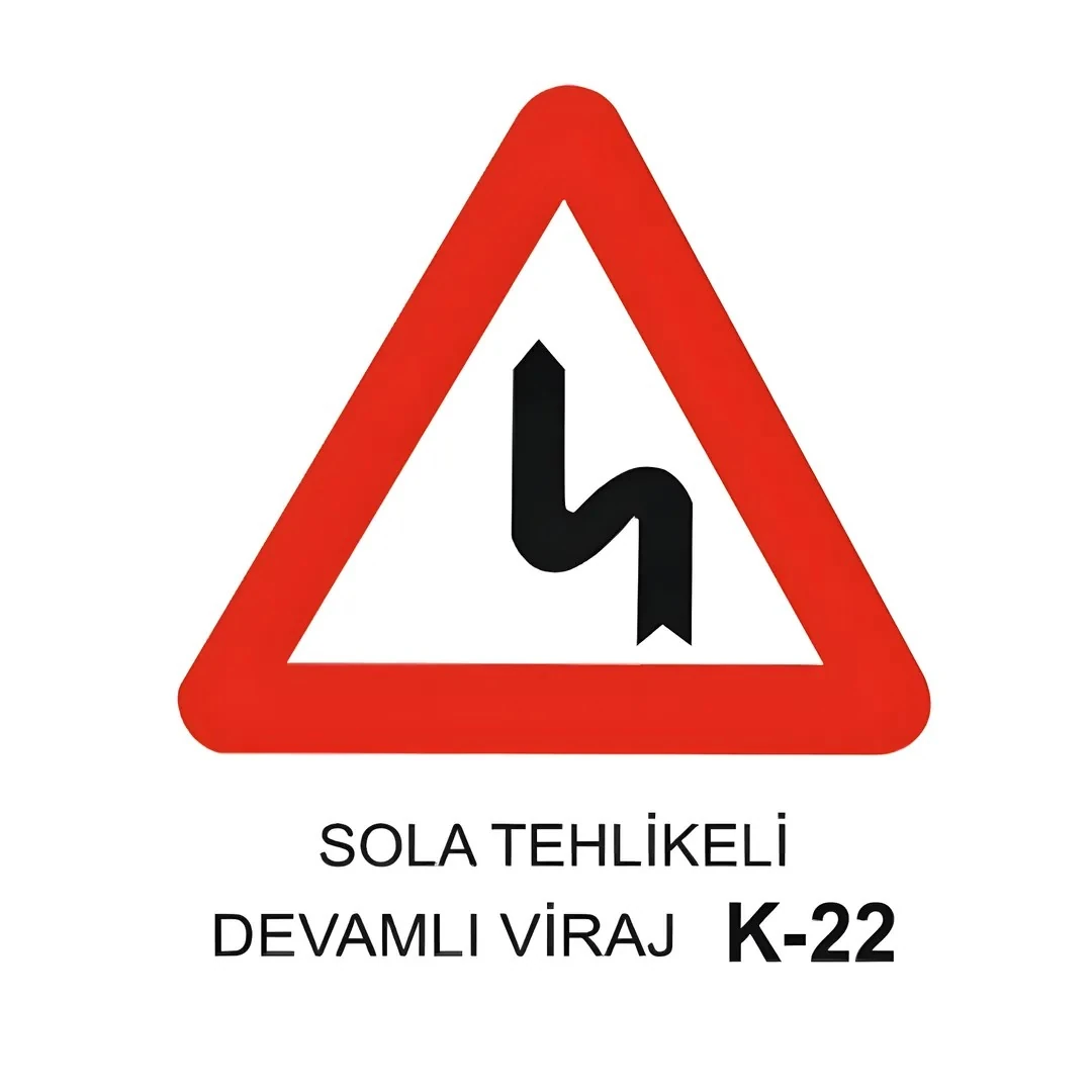 Sola Tehlikeli Devamlı Viraj Trafik Levhası