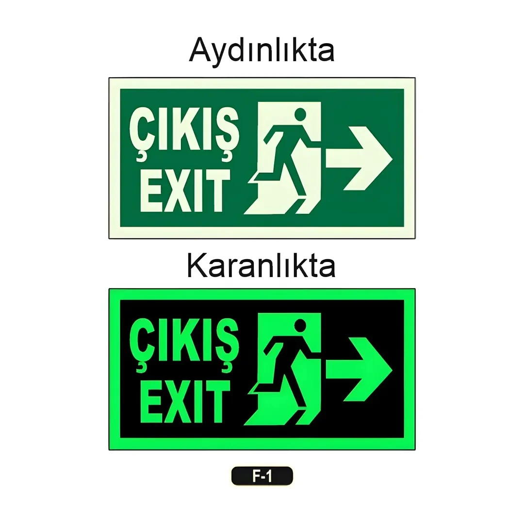 Fosforlu Çıkış Exıt Yön Levhası (12x25cm)