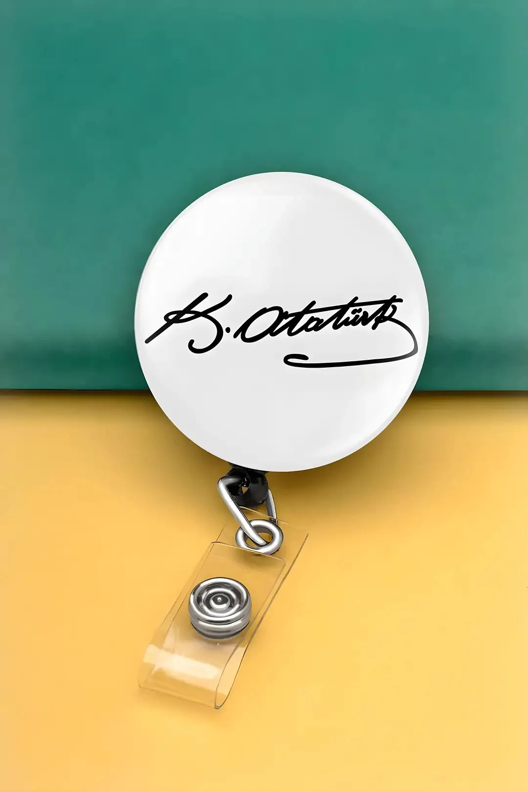  Buton Yoyo Yaka Kartlığı Kart Tutucu Yoyo Kartlık (MBY0012-Mustafa Kemal Atatürk)