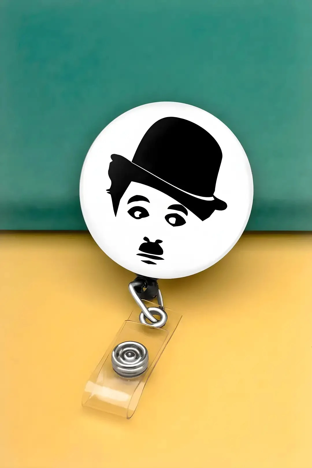  Buton Yoyo Yaka Kartlığı Kart Tutucu Yoyo Kartlık (MBY0109-Charlie Chaplin )