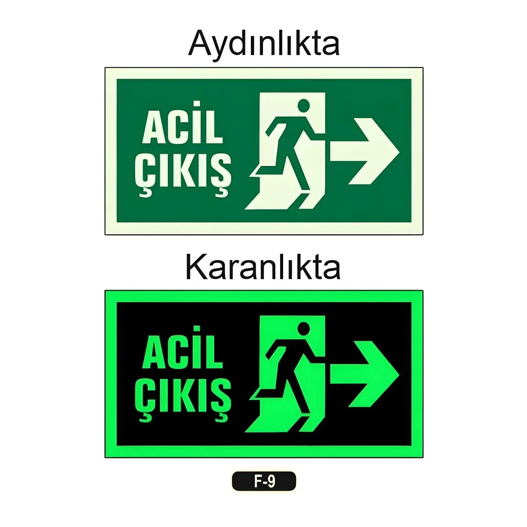 Fosforlu Acil Çıkış Yön Levhası (12x25cm)