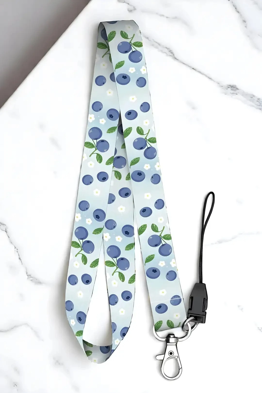 Boyun Askı İpi Yaka Kartı Kimlik Askısı Telefon Aksesuarı (ASK0348-Yaban Mersini)