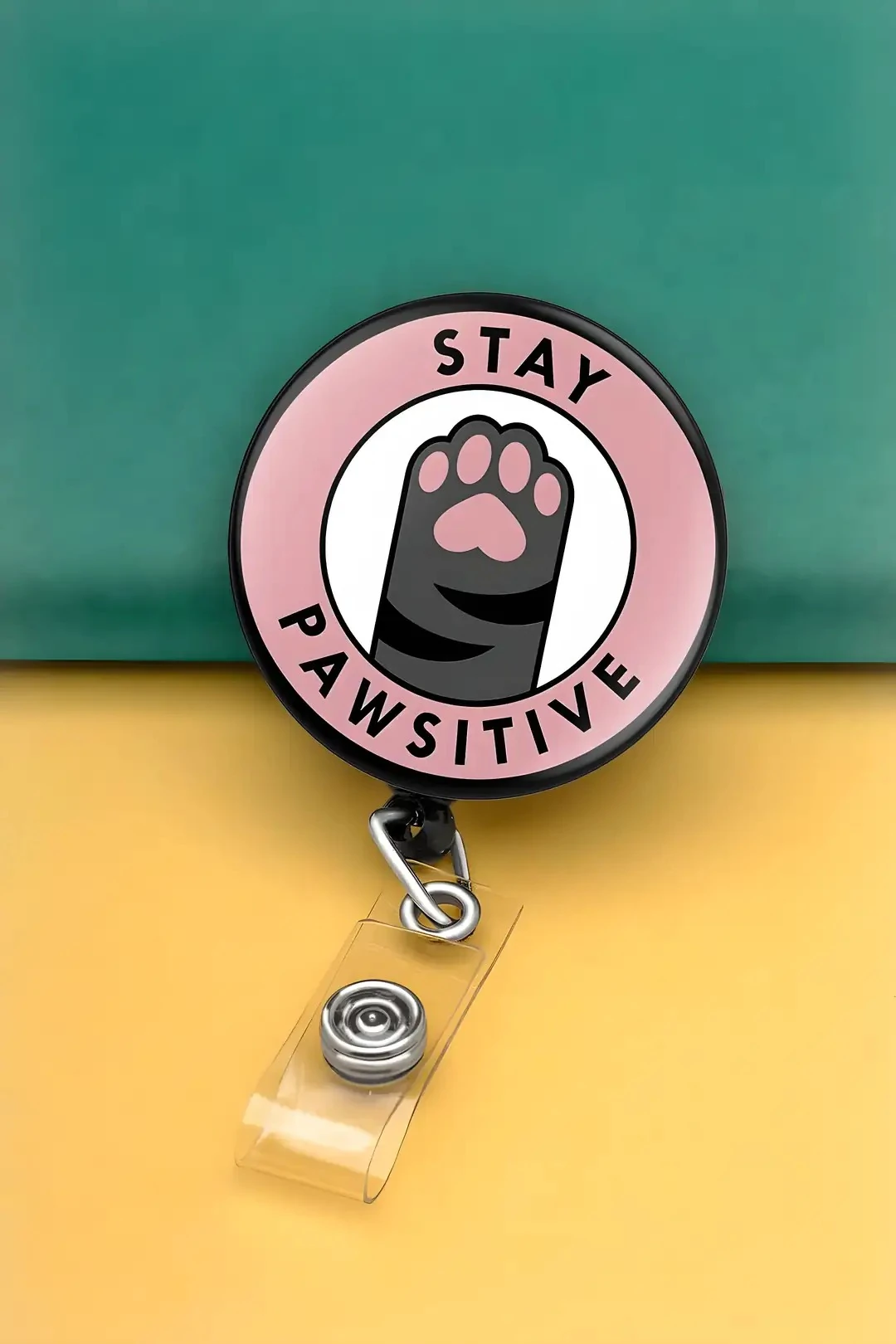  Buton Yoyo Yaka Kartlığı Kart Tutucu Yoyo Kartlık (MBY0116-Kedi Patisi )