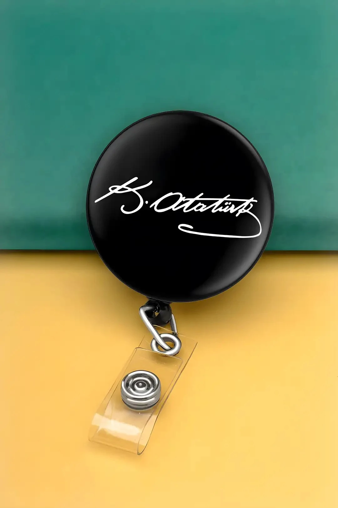  Buton Yoyo Yaka Kartlığı Kart Tutucu Yoyo Kartlık (MBY0057-Mustafa Kemal Atatürk)