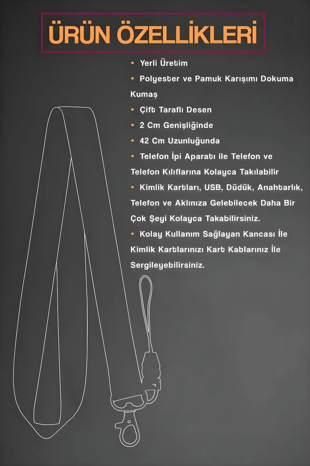 Boyun Askı İpi Yaka Kartı Kimlik Askısı Telefon Aksesuarı (ASK0235-Mustafa Kemal Atatürk İmzas)