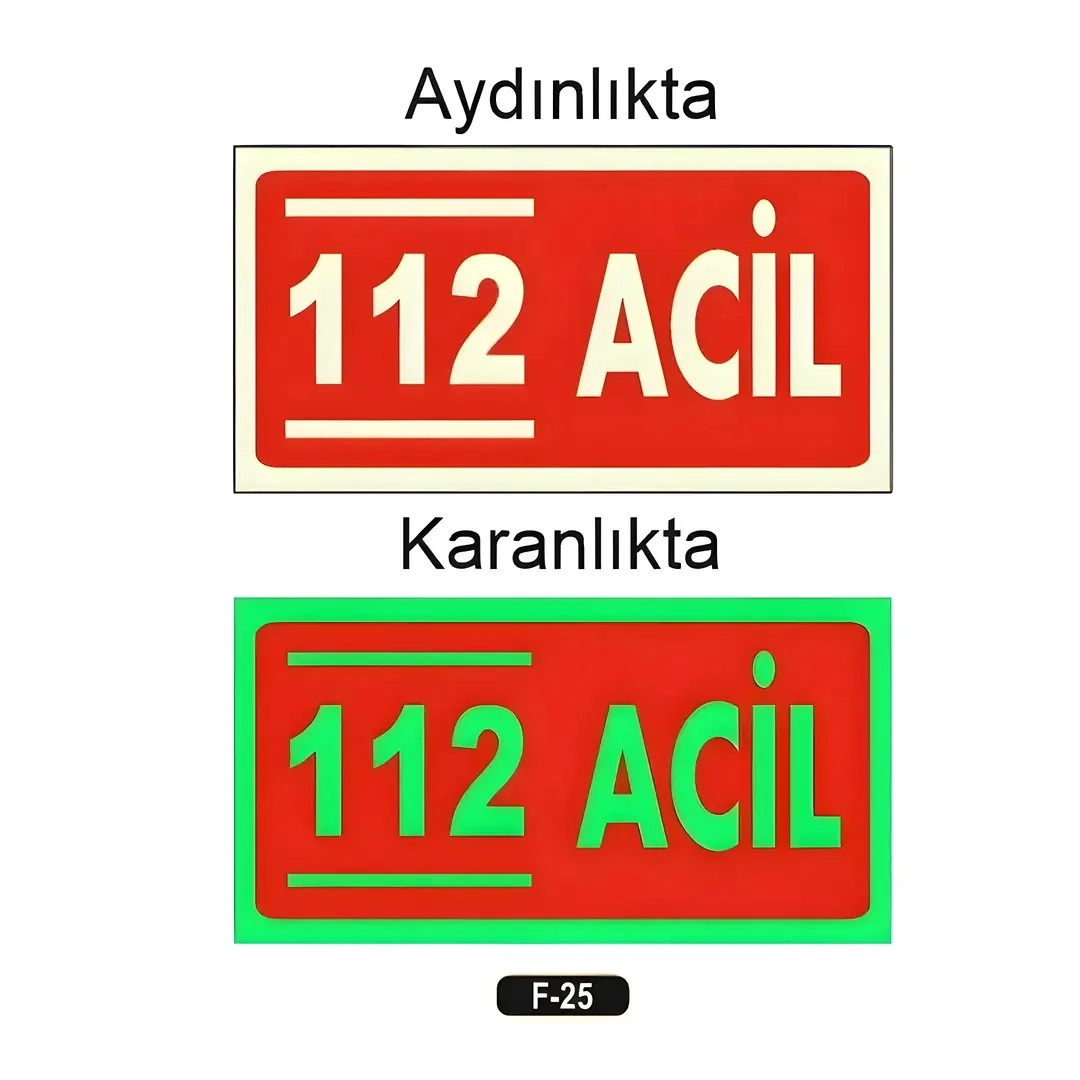Fosforlu Acil 112 Levhası(12x25cm)