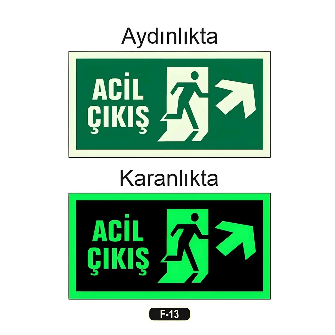 Fosforlu Acil Çıkış Yön Levhası (12x25cm)