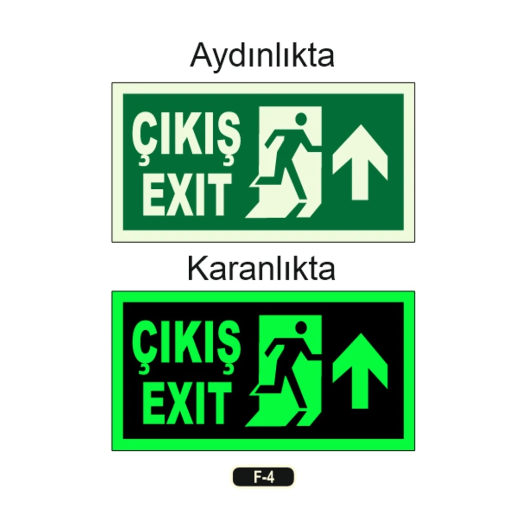 Fosforlu Çıkış Exıt Yön Levhası (12x25cm)