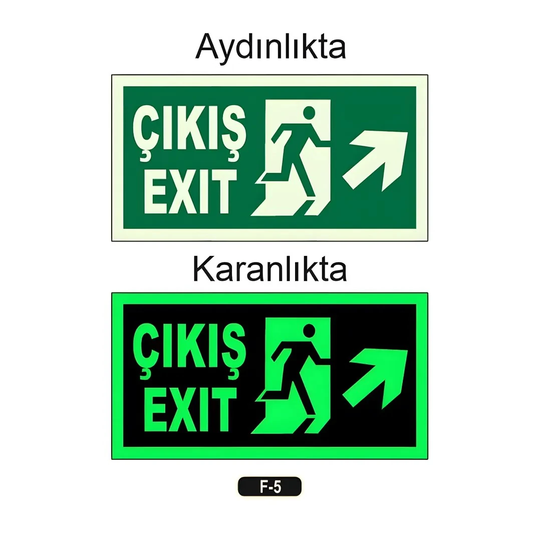 Fosforlu Çıkış Exıt Yön Levhası (12x25cm)