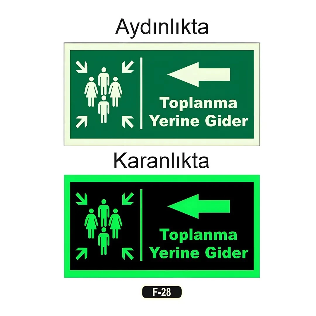 Fosforlu Toplanma Yeri Yön Levhası(12x25cm)