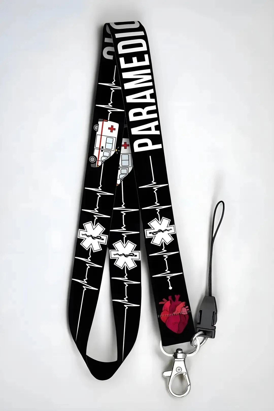 Boyun Askı İpi Yaka Kartı Kimlik Askısı Telefon Aksesuarı (ASK0338-Paramedik Sağlıkçı )