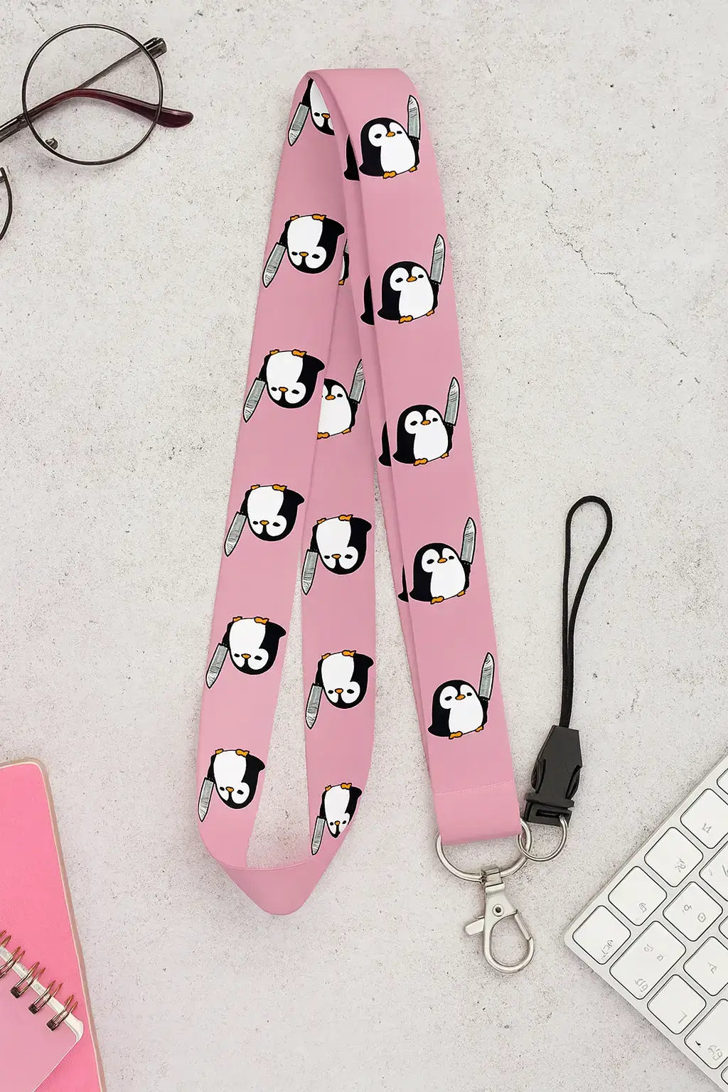 Boyun Askı İpi Yaka Kartı Kimlik Askısı Telefon Aksesuarı (ASK0330-Katil Penguen )